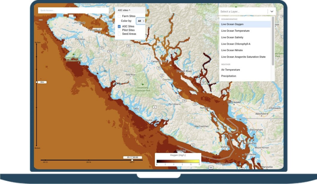 A live oxygen map from Scoot Science's SeaState dashboard. A live oxygen map from Scoot Science's SeaState dashboard.
