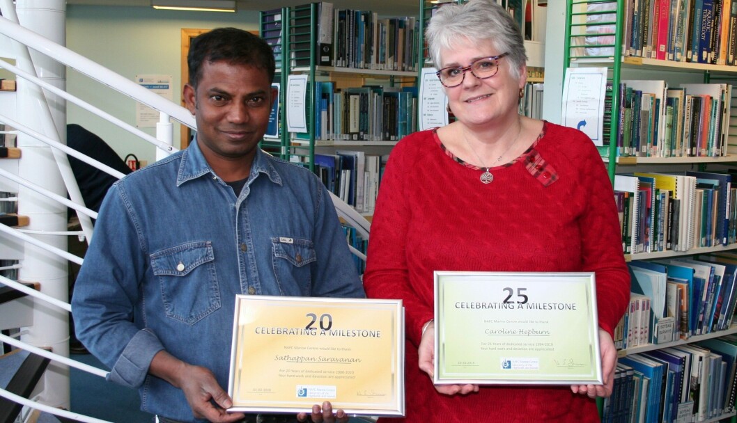 Saro Saravanan and Caroline Hepburn, who have 45 years' service between them. Photo: NAFC. Saro Saravanan and Caroline Hepburn, who have 45 years' service between them. Photo: NAFC.