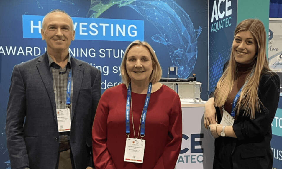 Tara McGregor-Woodhams, centre, seen promoting the stunner with North America sales manager Sam Bowman, and marketing manager Michelle Wildeboer at Seafood Expo North America in Boston in March.