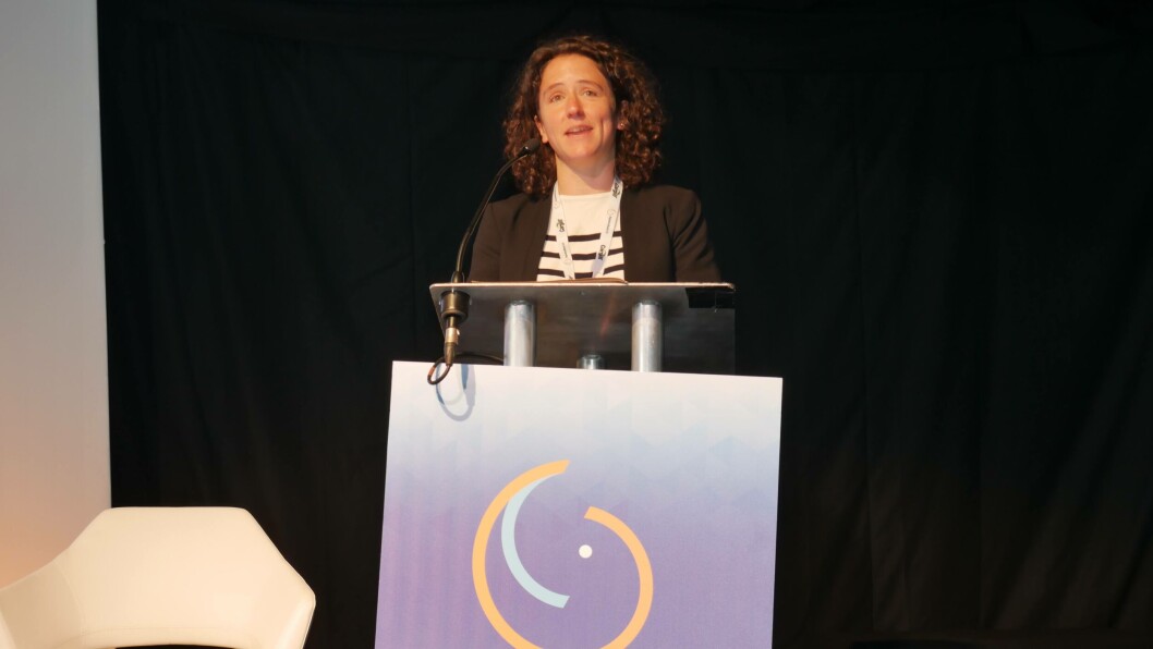 Mairi Gougeon setting out the Scottish Government's plans for aquaculture reform at Aquaculture UK last month. Photo: FFE. Mairi Gougeon setting out the Scottish Government's plans for aquaculture reform at Aquaculture UK last month. Photo: FFE.