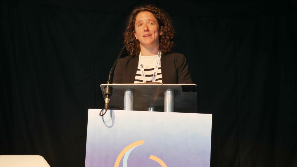 Scotland's Rural Affairs Secretary Mairi Gougeon, pictured speaking at Aquaculture UK in Aviemore in May. The minister says the Scottish Government should control funds currently distributed in Scotland by the UK Seafood Fund.