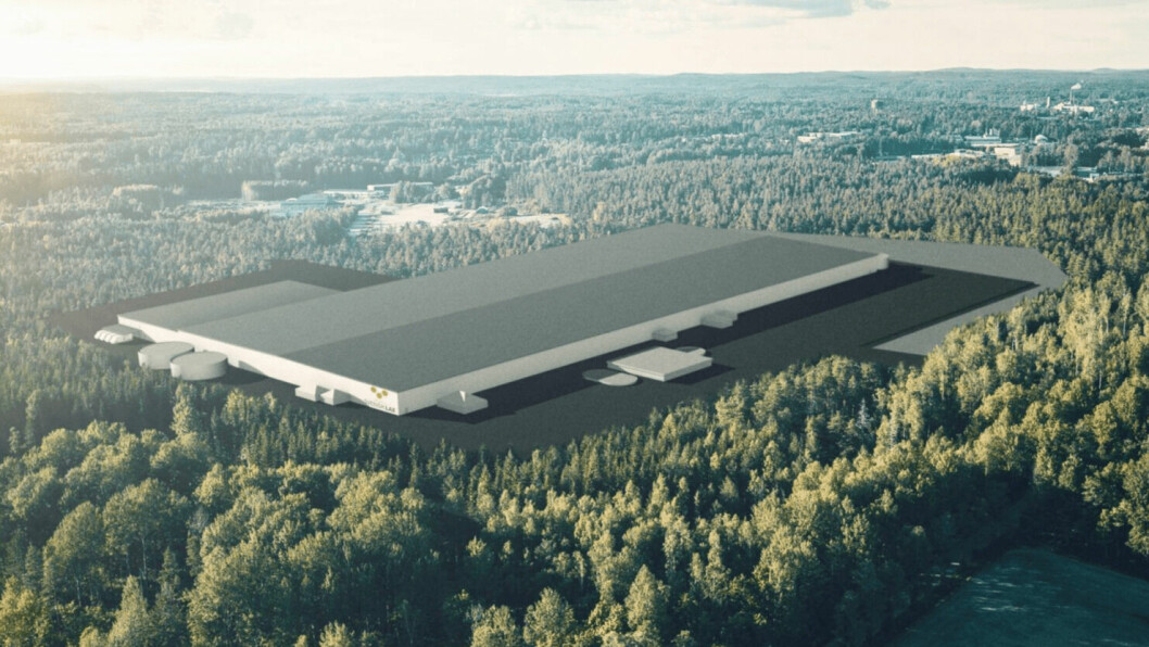 An illustration of the proposed 58,800m² on-land farm at Säffle, in Värmland county, west central Sweden. Image: PSL.