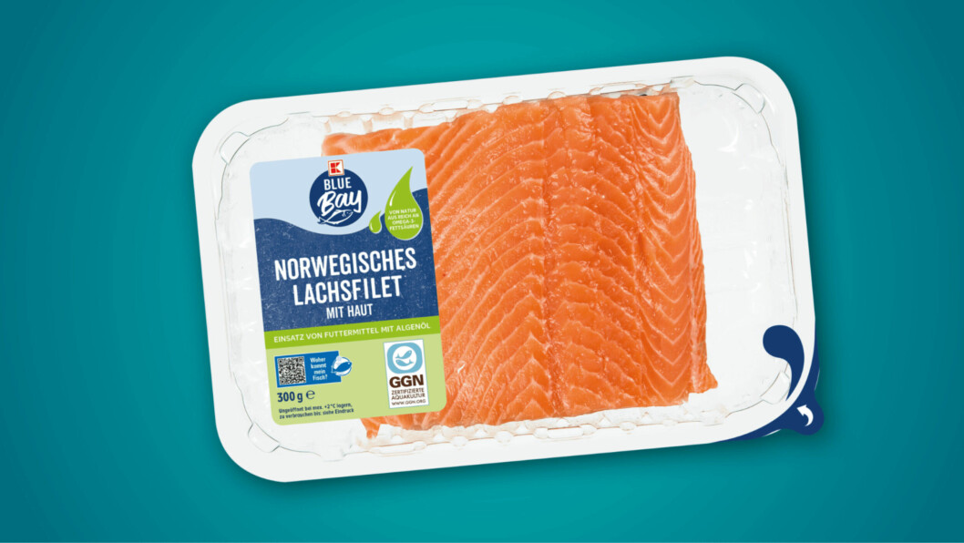 Kaufland's packaging highlights the salmon's algal oil input. Photo: Veramaris.