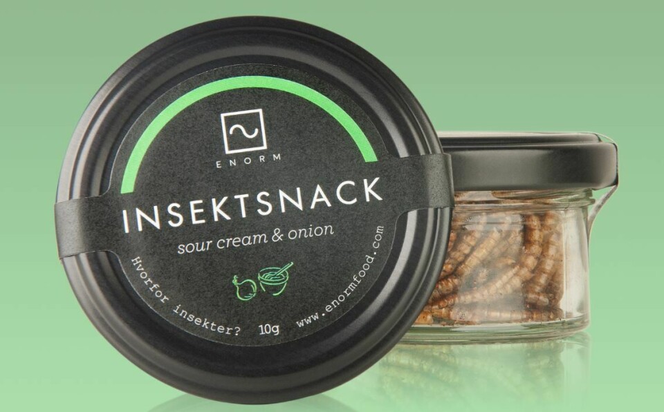 Enorm already sells a range of insect-based foods, such as this sour cream and onion 'Insektsnack'. Photo: Enorm.