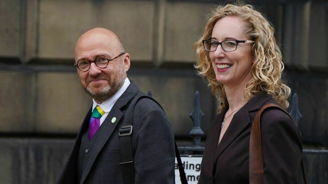 Green co-leaders Patrick Harvie and Lorna Slater at Bute House today. They are both expected to be made ministers in the new deal.
