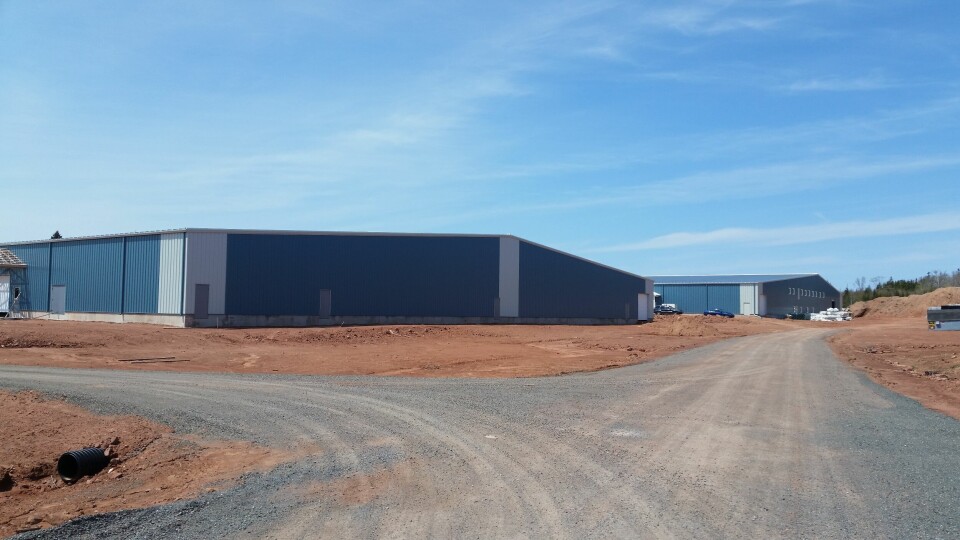 The Rollo Bay RAS brood stock facility, left foreground, and the 250-tonne RAS production facility, right background. Photo: AquaBounty.