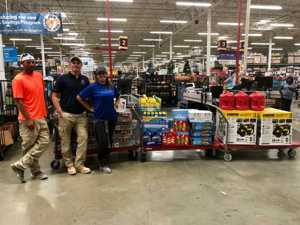 Atlantic Sapphire employees shopping for essential items to donate to victims of Hurricane Dorian which has left thousands homeless in The Bahamas. Image: Atlantic Sapphire.