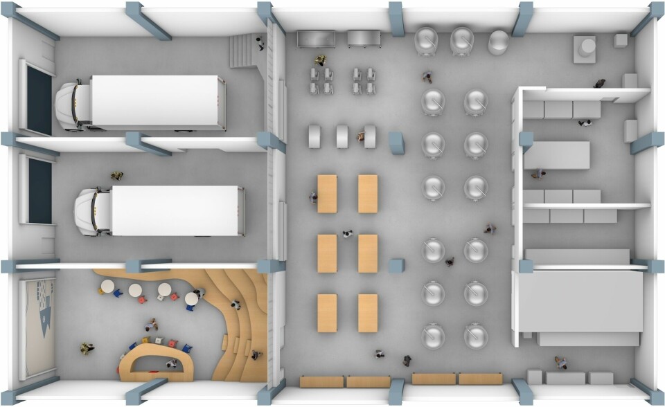 An illustration of Wildtype's San Francisco pilot plant, seen from above. The company has released an illustration instead of a photo because it uses proprietary equipment. Image: Wildtype.