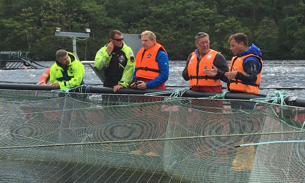 From left: Mowi's Archie Johnstone and Neil MacDonald, ASC supervisory board member Scott Nichols and chief executive Chris Ninnes, and Mowi Scotland managing director Ben Hadfield on an ASC fact finding visit to Loch Lochy last year. Photo: Mowi. From left: Mowi's Archie Johnstone and Neil MacDonald, ASC supervisory board member Scott Nichols and chief executive Chris Ninnes, and Mowi Scotland managing director Ben Hadfield on an ASC fact finding visit to Loch Lochy last year. Photo: Mowi.