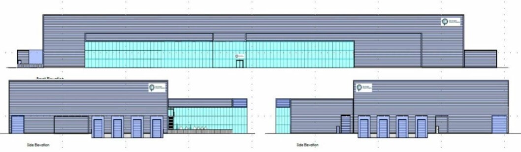 Architect's drawings showing the elevations of SSC's proposed salmon processing plant. Image: Bakkafrost. Architect's drawings showing the elevations of SSC's proposed salmon processing plant. Image: Bakkafrost.