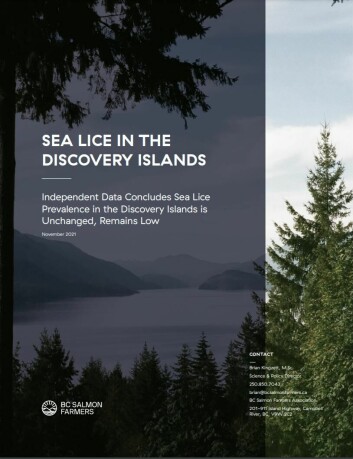 The BCSFA has produced a 17-page report showing that sea lice levels have remained low in the Discovery Islands for the past five years. 