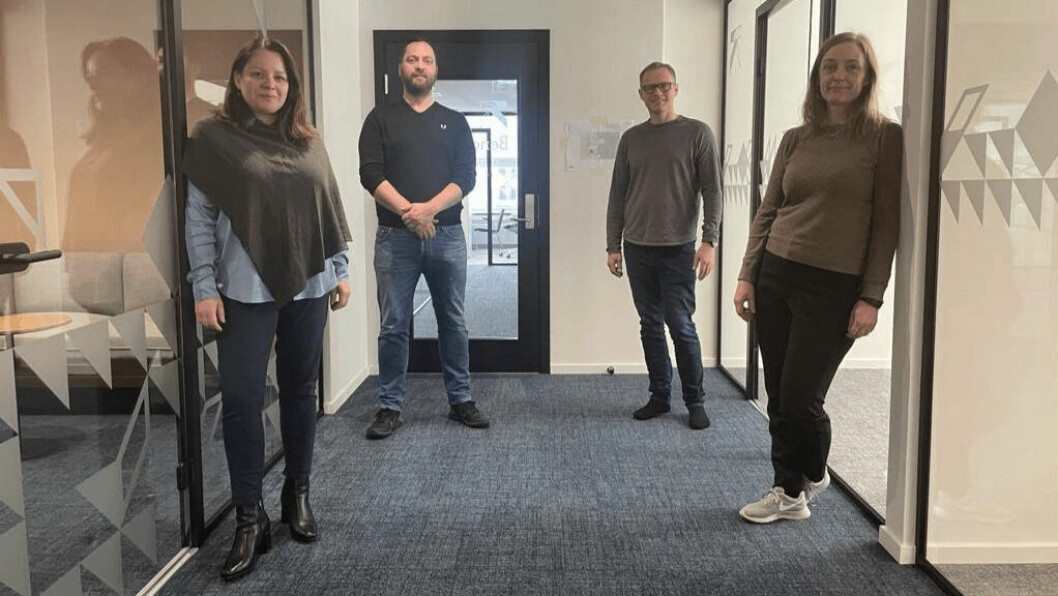 Recently appointed regional operations manager Morten Hamre, back left, and crew coordinator Anja Skarstein Scheen, front right, with new colleagues Carolina Faune and Jan Rune Nordhagen in Bergen. Photo: Benchmark.
