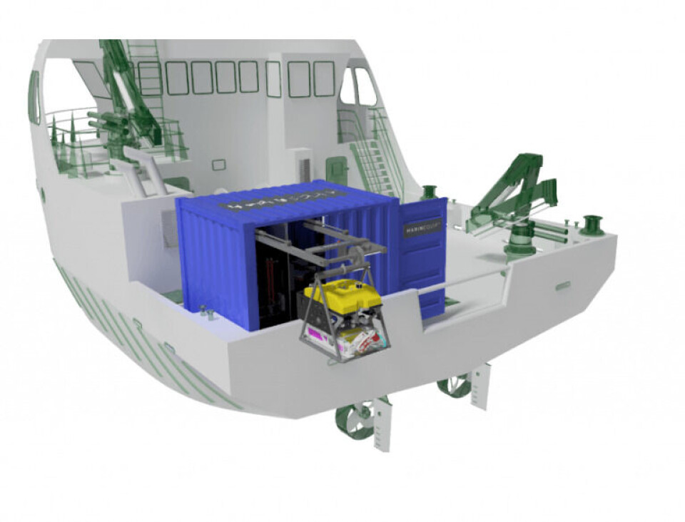 The system takes up minimal deck space. Illustration: Marinequip AS.