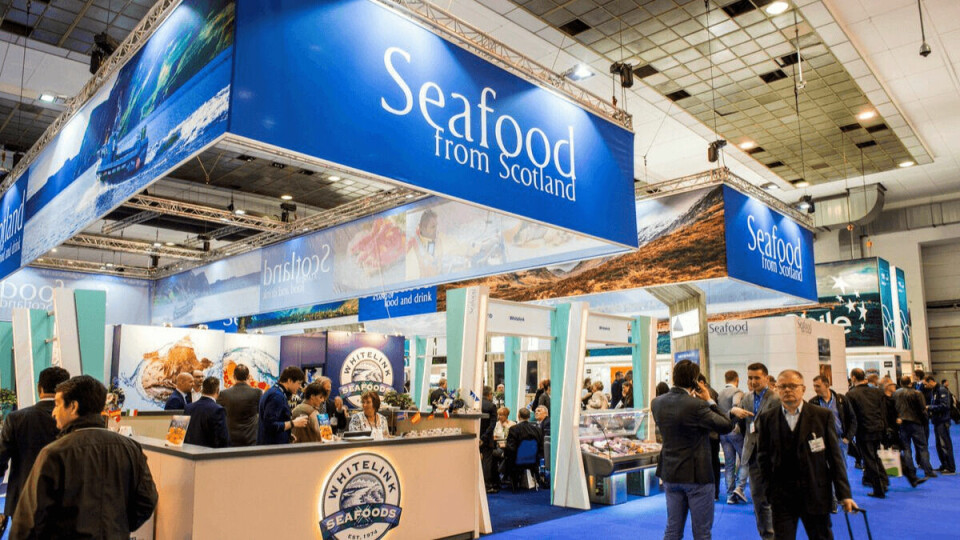 The Scottish pavilion at a previous Seafood Expo Global in Brussels. Next year's event will take place in Barcelona in September.