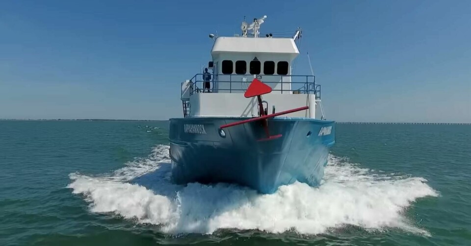 One of Omega Protein's menhaden fishing boats. Image: Omega Protein video.