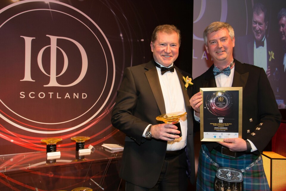 Craig Anderson, Managing Director, The Scottish Salmon Company (left) and George Hall, Edinburgh, Lothian and Borders Branch Chair