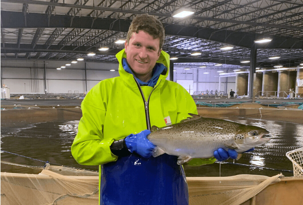 AquaBounty's Peter Boyer at the company's Indiana RAS farm. Photo: AquaBounty AquaBounty's Peter Boyer at the company's Indiana RAS farm. Photo: AquaBounty