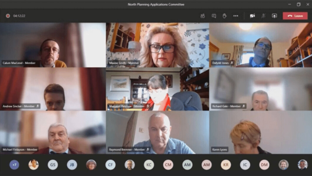 Members of Highland Council's North Planning Applications Committee and officials during today's virtual online meeting. Members of Highland Council's North Planning Applications Committee and officials during today's virtual online meeting.