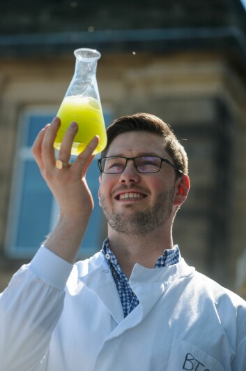 Douglas Martin with the algae he intends to grow in fermentation vessels attached to Scottish distilleries. Douglas Martin with the algae he intends to grow in fermentation vessels attached to Scottish distilleries.