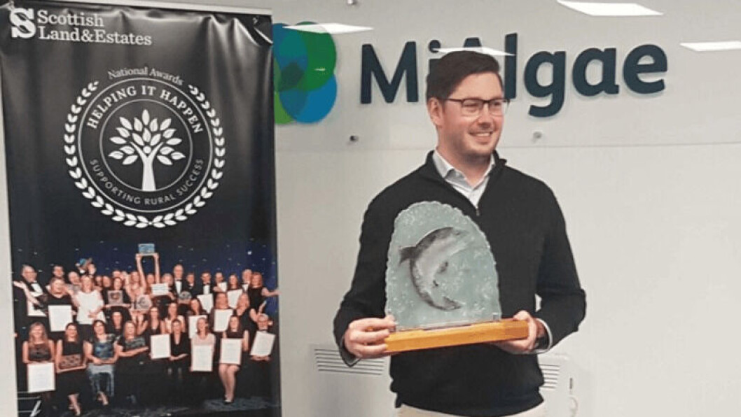 MiAlgae founder and MD Douglas Martin with the company's trophy. Photo: MiAlgae. MiAlgae founder and MD Douglas Martin with the company's trophy. Photo: MiAlgae.