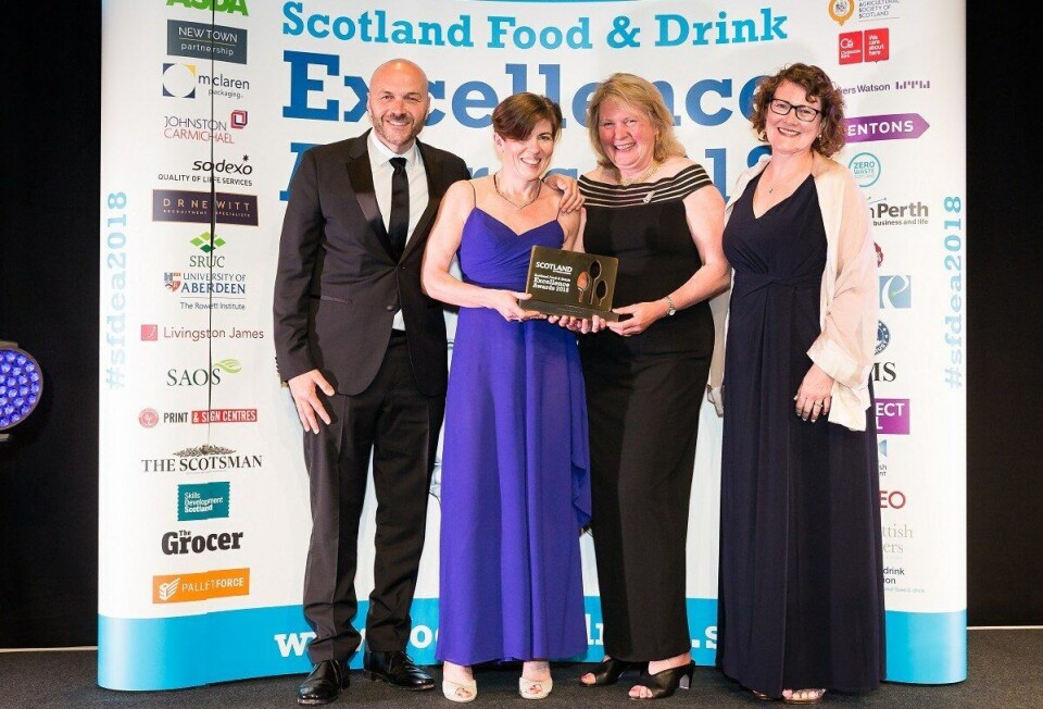 From left: Awards host Simon Rimmer, Fiona Larkin and Su Cox of SSC, and award sponsor Ceri Ritchie (Connect Local). Photo: SSC