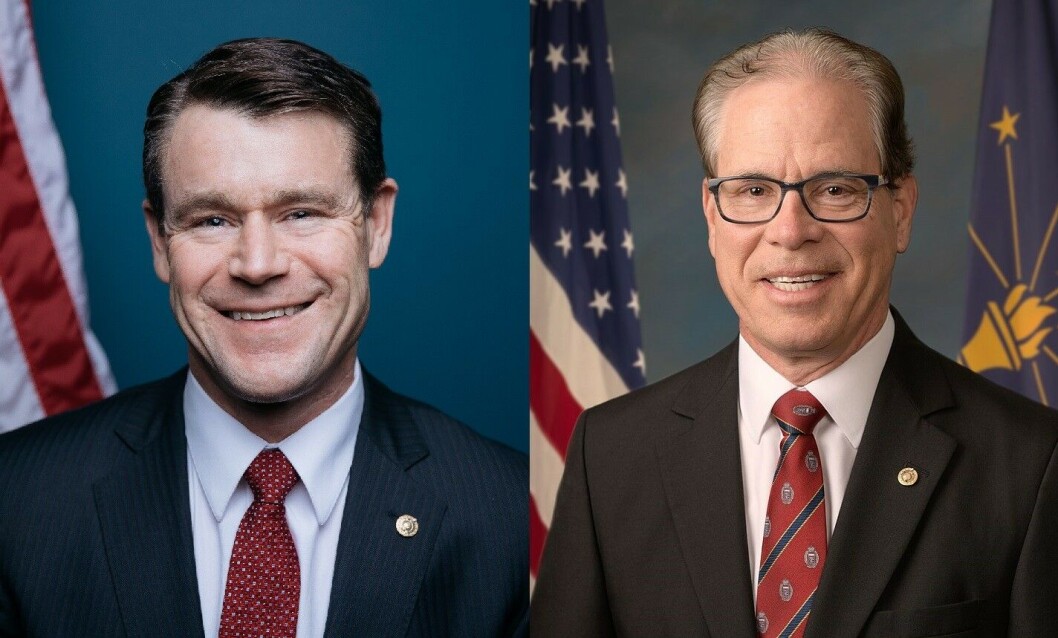 Indiana senators Todd Young, left, and Mike Braun are attempting to prevent a new block on AquaBounty's fish reaching consumers. Indiana senators Todd Young, left, and Mike Braun are attempting to prevent a new block on AquaBounty's fish reaching consumers.