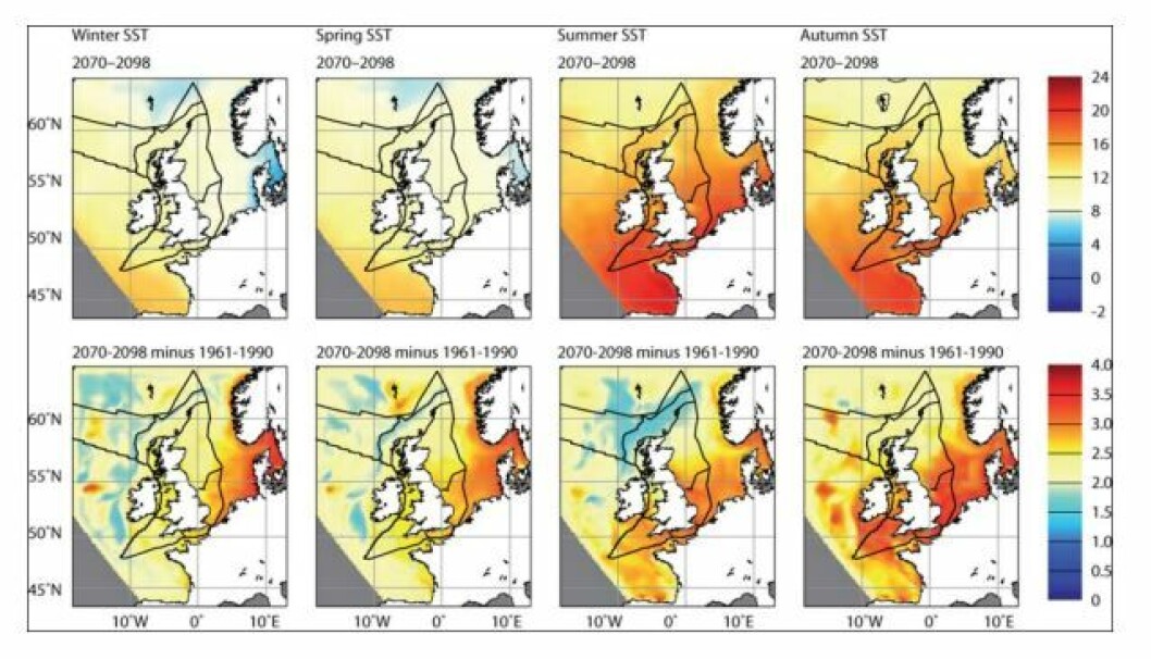 A chart showing the predicted rise in sea surface temperature. Image: Future of the Sea report A chart showing the predicted rise in sea surface temperature. Image: Future of the Sea report