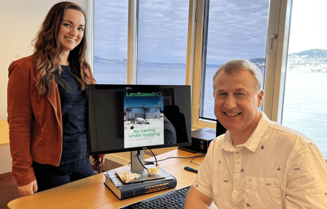 LandbasedAQ key account executive Martine Hjelle and editor Pål Mugaas Jensen at the Oceanspace HQ in Bergen. Photo: Anna Goralska. LandbasedAQ key account executive Martine Hjelle and editor Pål Mugaas Jensen at the Oceanspace HQ in Bergen. Photo: Anna Goralska.