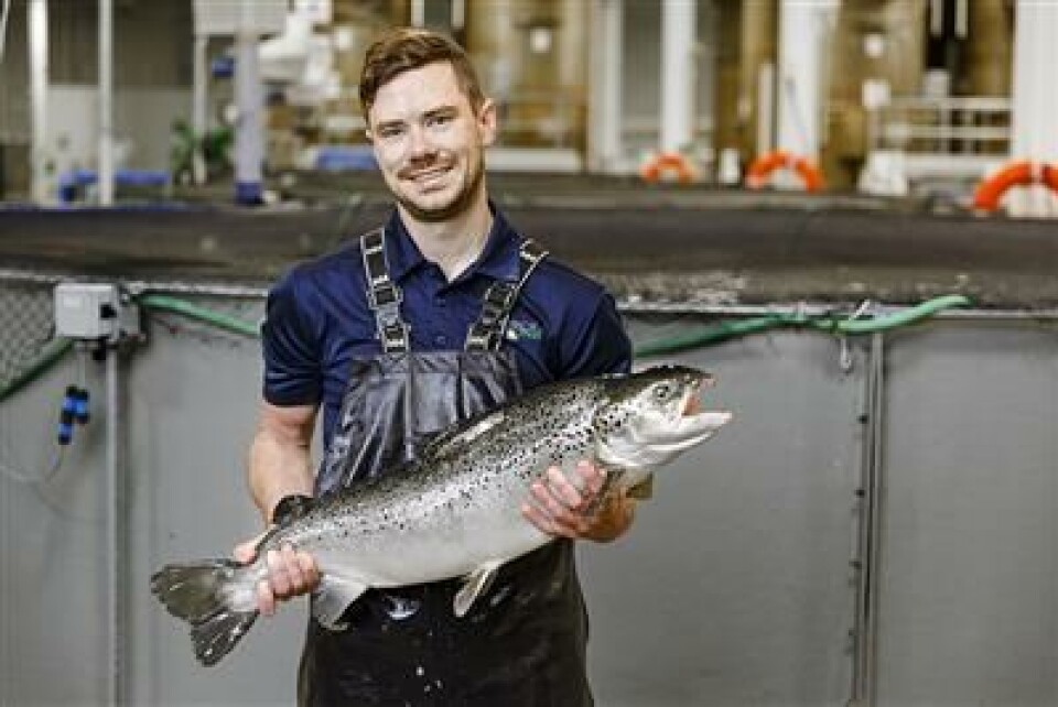Kyle Woolever holds a fish at Superior Fish. Photo: Sara Stathas