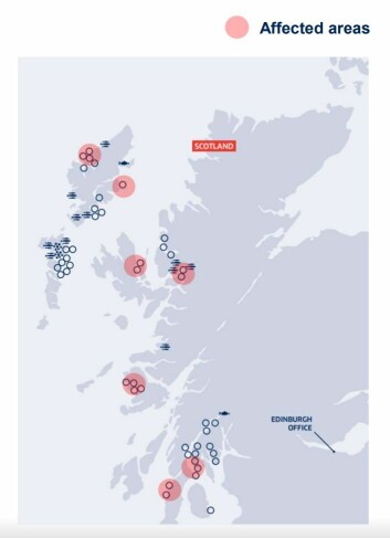 SSC had exceptional mortalities in seven different areas. Click on image to enlarge. Map: Bakkafrost Q4 2021 presentation. SSC had exceptional mortalities in seven different areas. Click on image to enlarge. Map: Bakkafrost Q4 2021 presentation.