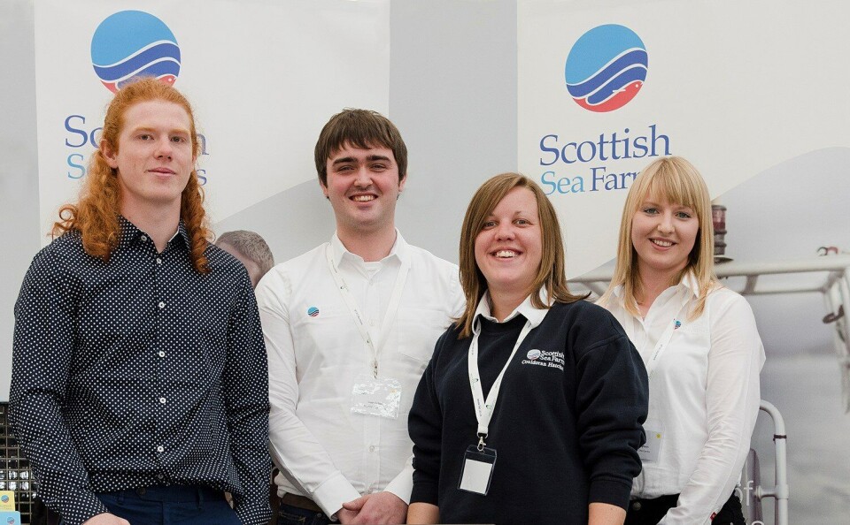 SSF young staff includes: Matthew-Jackson (Orkney),Liam Tulloch (Scalloway, Shetland), Hayley Eccles (Couldoran Hatchery), Keira Hughson (Scalloway, Shetland)