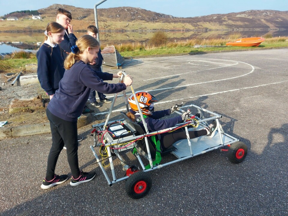 The electric Goblin Car go-kart which children helped build. Photo: Loch Duart.