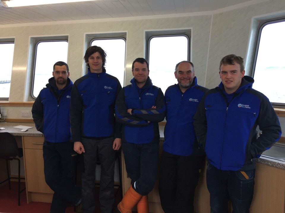 Westerbister team Joe Williamson, Benjamin Weis, Ross Stevenson, Mark Rosie and Billy Brown. Image: Scottish Sea Farms.