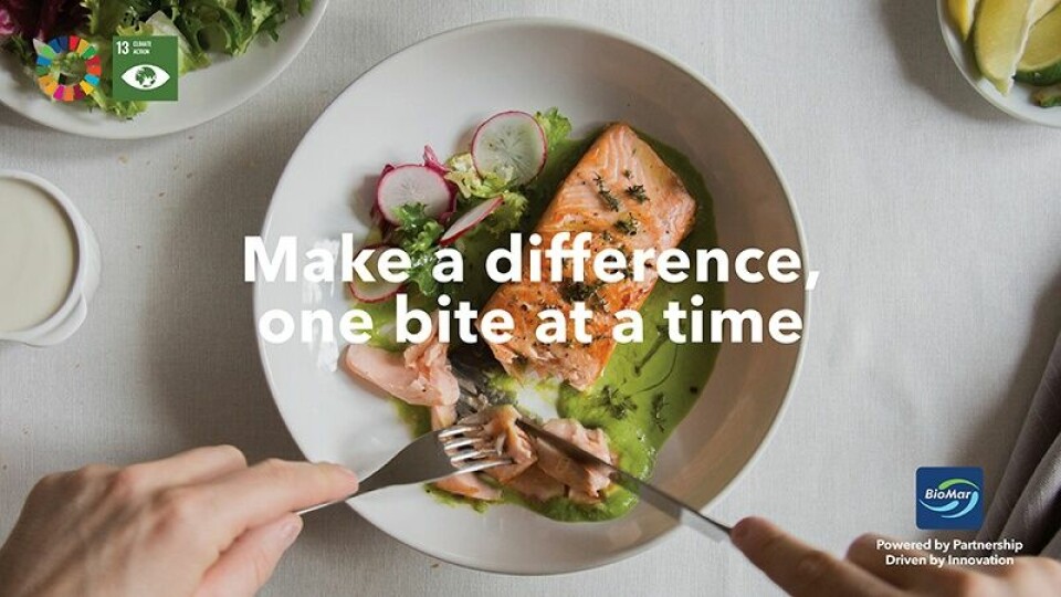 BioMar's campaign is intended to show that eating seafood is a simple way to be more sustainable. Photo: BioMar.