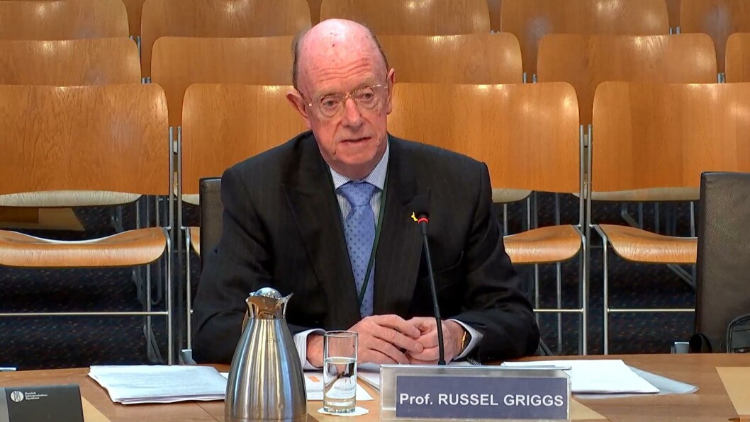 Professor Russel Griggs answers MSPs' questions at Holyrood. Image taken from Scottish Parliament TV. Professor Russel Griggs answers MSPs' questions at Holyrood. Image taken from Scottish Parliament TV.