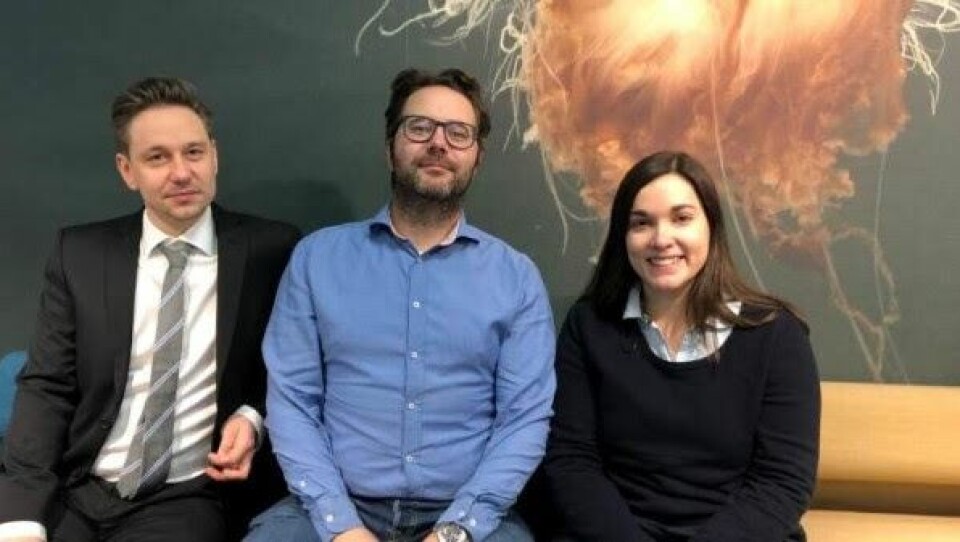 Kathleen Frisch is one of three Cermaq researchers to gain doctorates. The others are Sverre Bang Småge, left, and Øyvind Brevik.