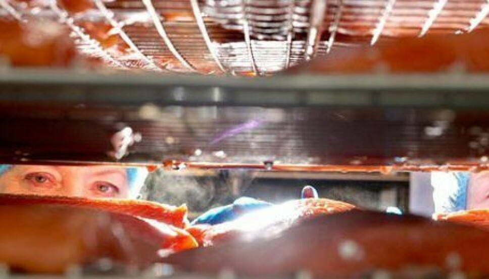 Fish being smoked at Aquascot's factory in Alness, Ross-shire. The employee-owned company aims to double capacity.