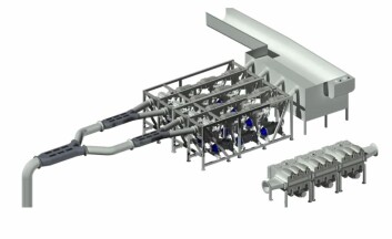 Flatsetsund Engineering's Caligus R500 delouser, bottom, is designed for wellboats and is more compact than standard systems, above. Image: FLS. Flatsetsund Engineering's Caligus R500 delouser, bottom, is designed for wellboats and is more compact than standard systems, above. Image: FLS.