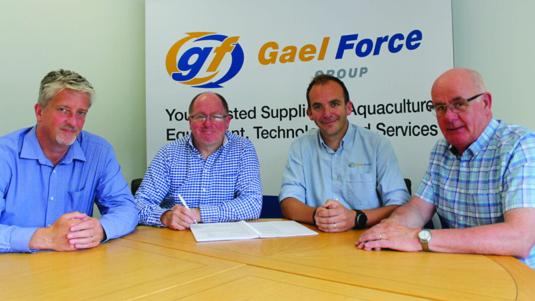 From left: Organic Sea Harvest directors Robert Gray and Alex MacInnes, Gael Force sales director Jamie Young, and OSG director Alister Mackinnon. Photo: Gael Force.