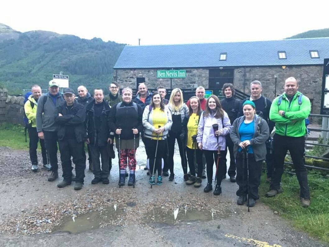 Summit to be proud of: Employees of Marine Harvest walked up Britain's highest mountain to raise money for the Highland Hospice. Photo: Marine Harvest Summit to be proud of: Employees of Marine Harvest walked up Britain's highest mountain to raise money for the Highland Hospice. Photo: Marine Harvest