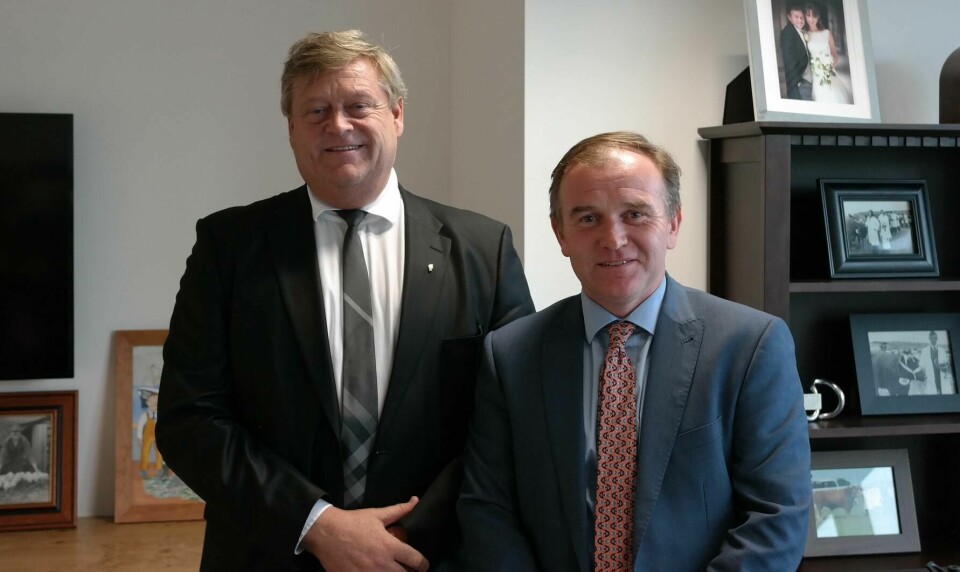 Norwegian fisheries minister Harald T Nesvik, left, met UK agriculture, fisheries and food minister George Eustice in London. Photo: Norwegian Ministry of Food and Fisheries