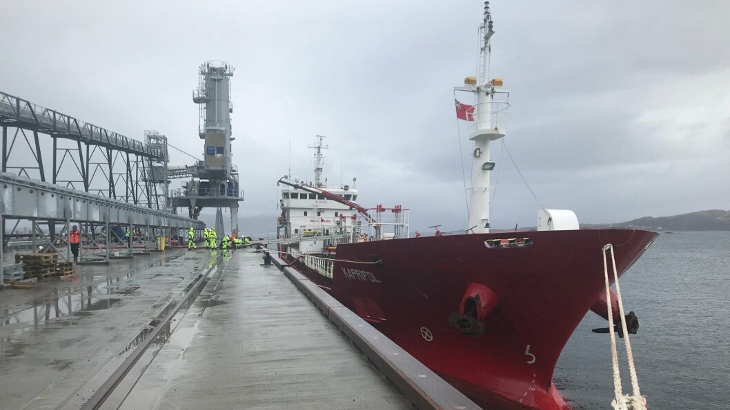 The first delivery of oil to Mowi's new feed plant at Kyleakin, Skye, earlier this year. Mowi is the only salmon farmer setting a target for greenhouse gas emissions throughout the entire value chain, including feed, according to the Coller FAIRR report. Photo: Mowi Scotland. The first delivery of oil to Mowi's new feed plant at Kyleakin, Skye, earlier this year. Mowi is the only salmon farmer setting a target for greenhouse gas emissions throughout the entire value chain, including feed, according to the Coller FAIRR report. Photo: Mowi Scotland.