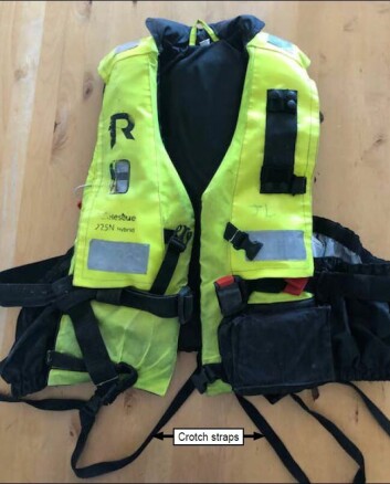 Clive Hendry's lifejacket, which slipped off along with his oilskin jacket when a colleague tried to save him. Photo: MAIB. Clive Hendry's lifejacket, which slipped off along with his oilskin jacket when a colleague tried to save him. Photo: MAIB.