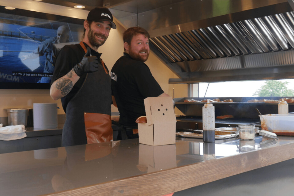 The new film will be shown on the screen of Mowi's Salmon Wagon food truck, which is being used to raise money for good causes at outdoor events. Click on image to enlarge. Photo: FFE.