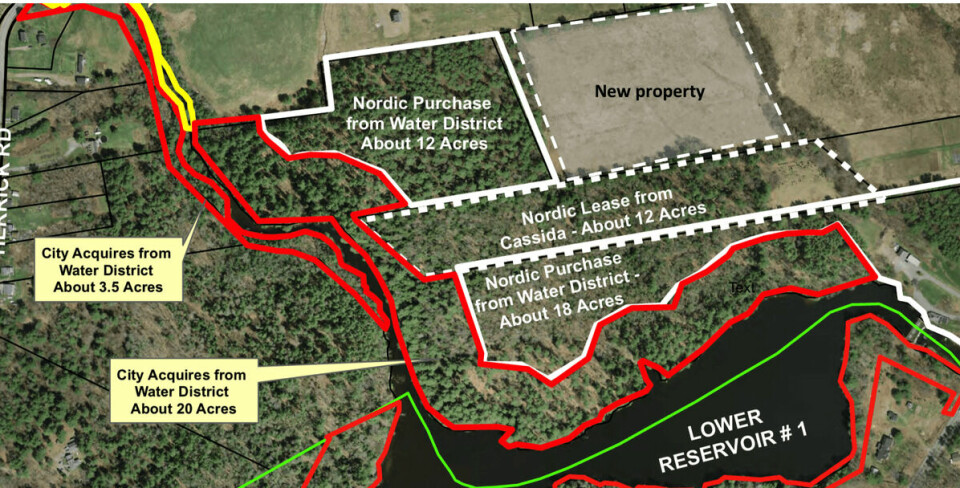 The  new land, top right, will allow Nordic Aquafarms to create bigger buffer zones around the site.