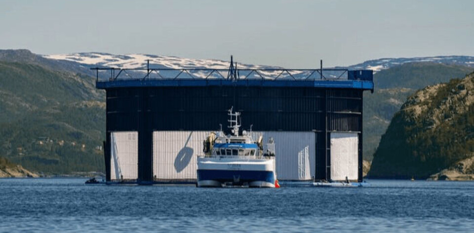 The Aquatraz is a semi-closed cage used by former salmon farming company Midt-Norsk Havbruk.