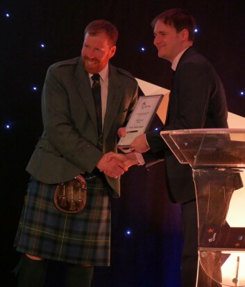 Dawnfresh vet Harry Hamlin-Wright was "really chuffed" to receive his CARAS award. Click on photo to enlarge. Photo: FFE. Dawnfresh vet Harry Hamlin-Wright was "really chuffed" to receive his CARAS award. Click on photo to enlarge. Photo: FFE.