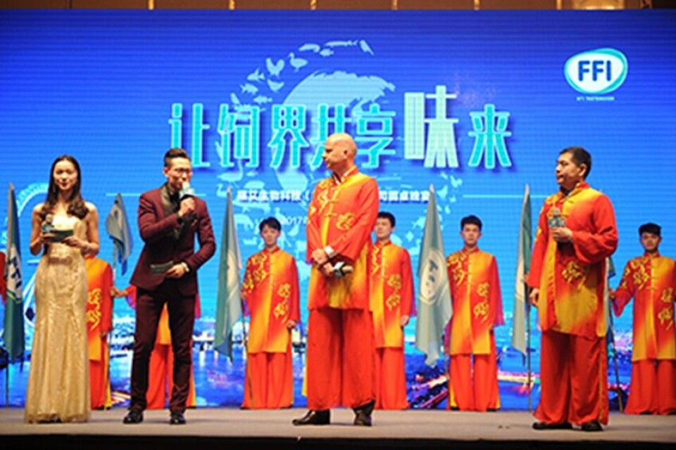 Nutriad chief executive Erik Visser enjoys the opening ceremony for the facility in China.