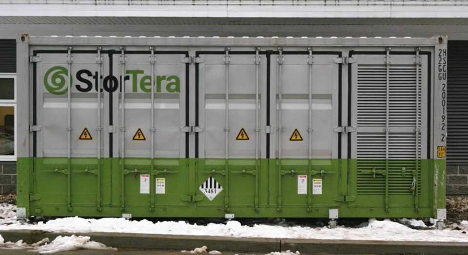 A container housing StorTera flow batteries in Town of Berwick, Nova Scotia. Image: Equilibrium Engineering video.