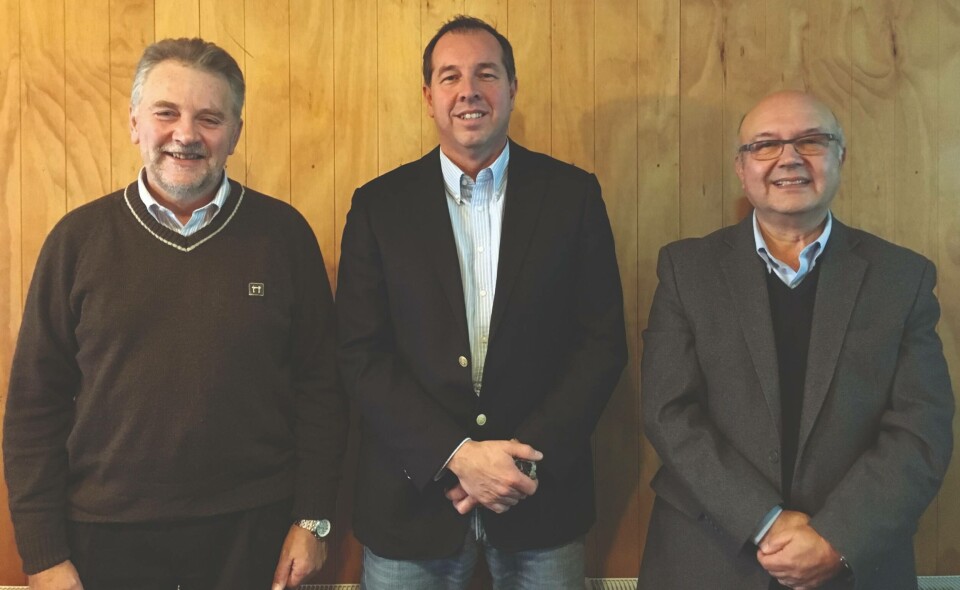 From left: Cristino Stange, Rodrigo Sánchez and Héctor Ruiz. Photo: Daniella Balin, Salmonexpert.